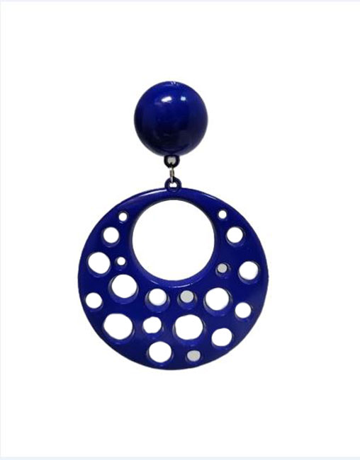 Flamenco Earrings in Plastic with Holes. Blue
